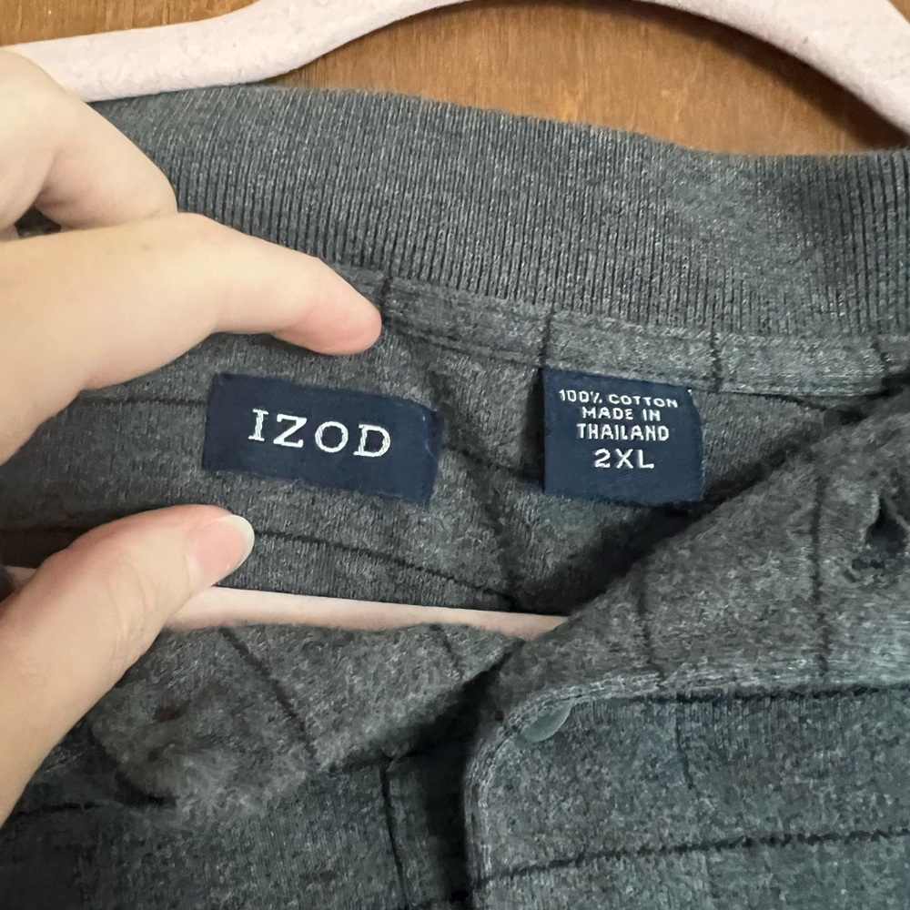 Izod Grey long sleeve polo